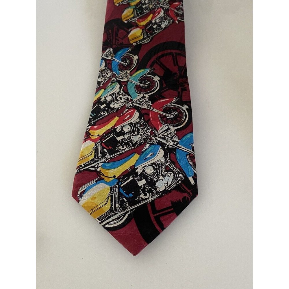 Harley Line Up 1993 Harley Davidson Ralph Martin 100% Silk Neck Tie Vintage 4"